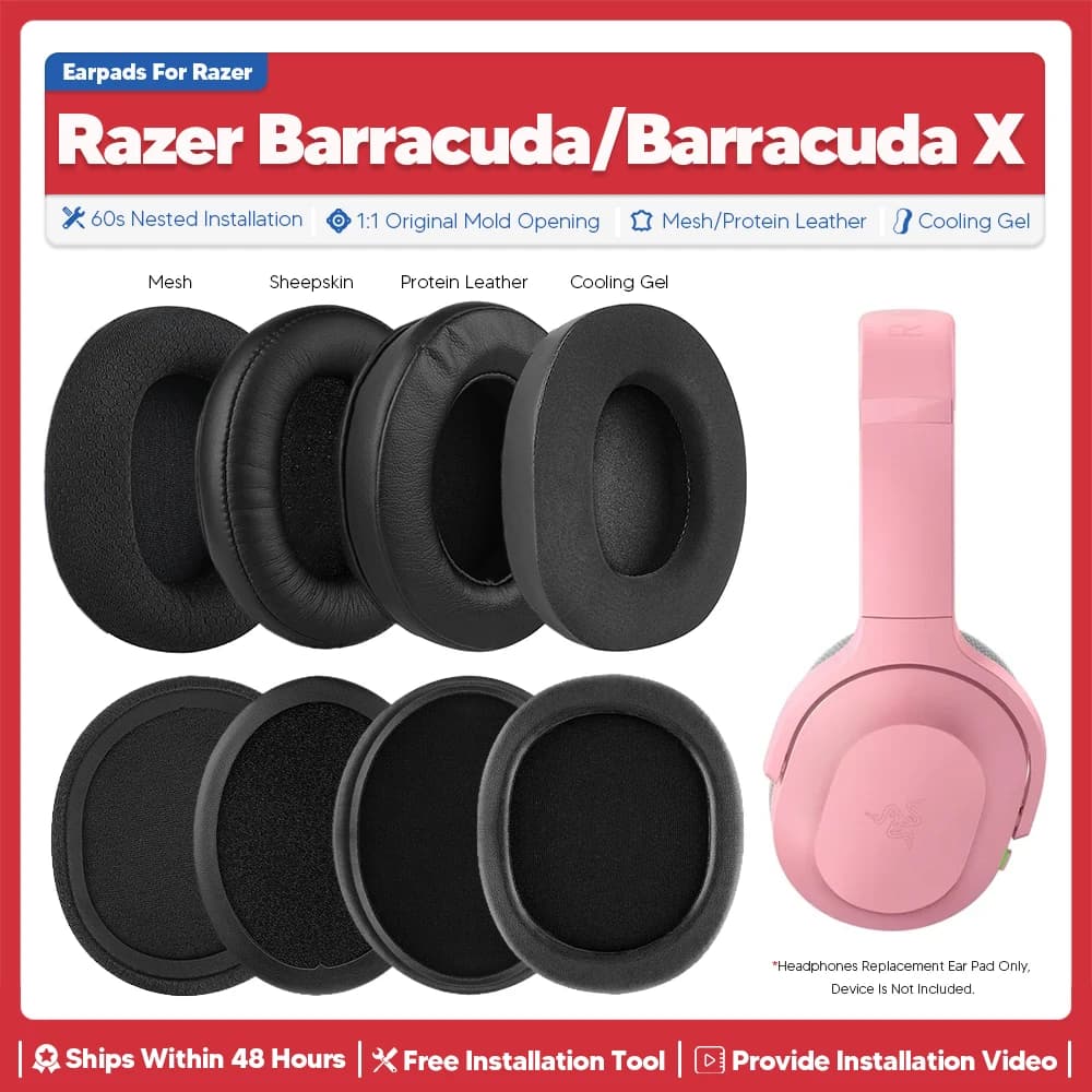 Replacement ear cushions for Razer Barracuda X game headphones Wireless earphone accessories in Memory Foam repair part