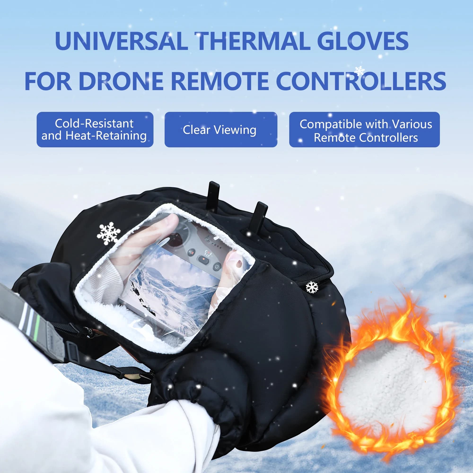 Winter Warm Gloves Drone Flight Cold Pilot Gloves for DJI Avata 360/Mavic 4 3 Pro/Mini 3 4 5 Pro/Air 3S 2S/FLIP/Avata 2/Neo 2