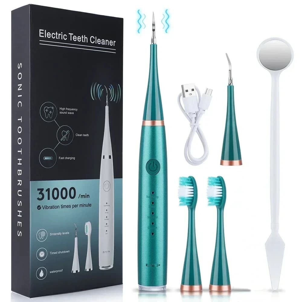 3-in-1 Sonic Electric Toothbrush for Tartar Removal and Tooth Whitening, USB Rechargeable with Replaceable Heads for Dental Care