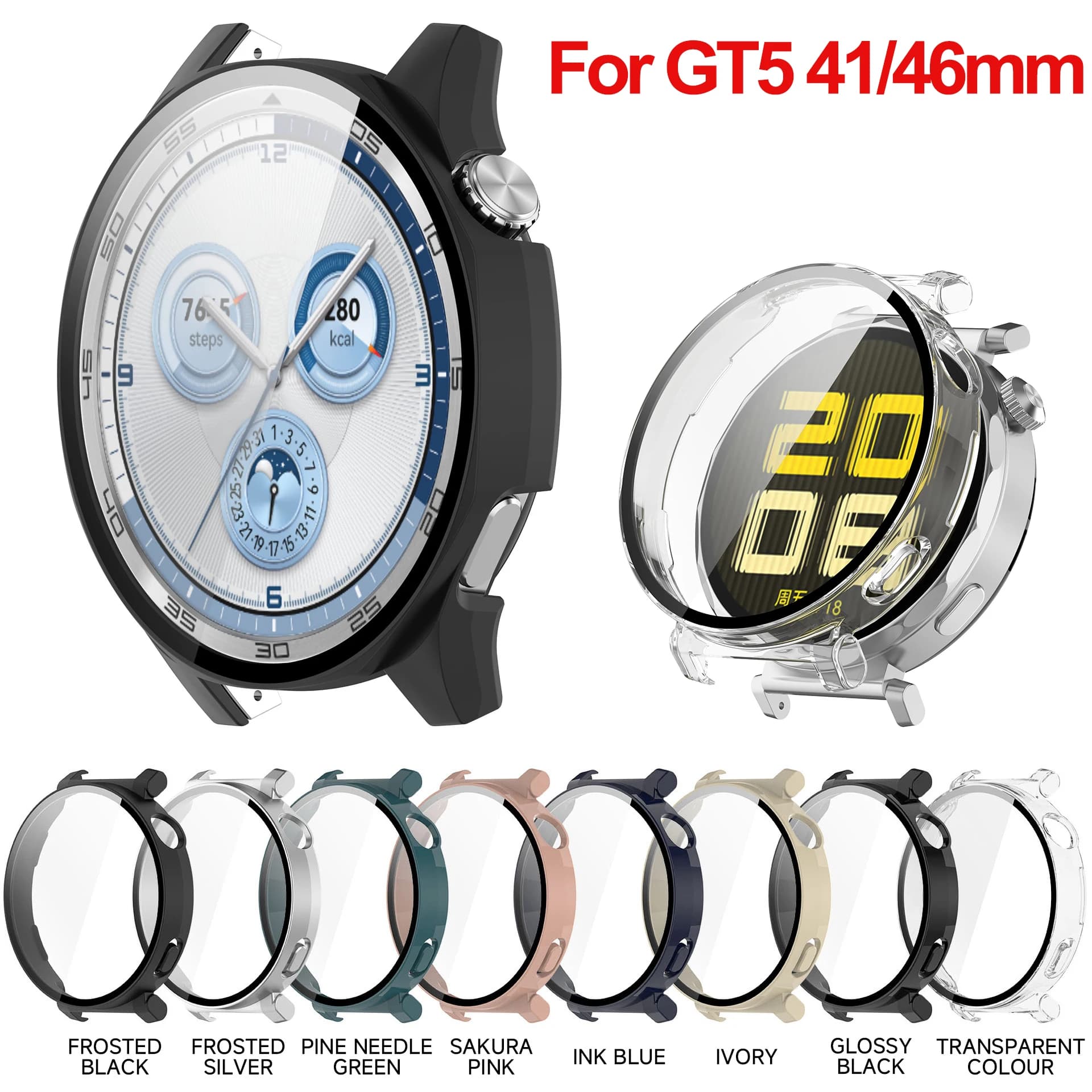 Custodia in Vetro Temperato per Huawei Watch GT 5 Protezione Schermo Completa Paraurti per Smartwatch GT5 Accessori 41MM 46MM