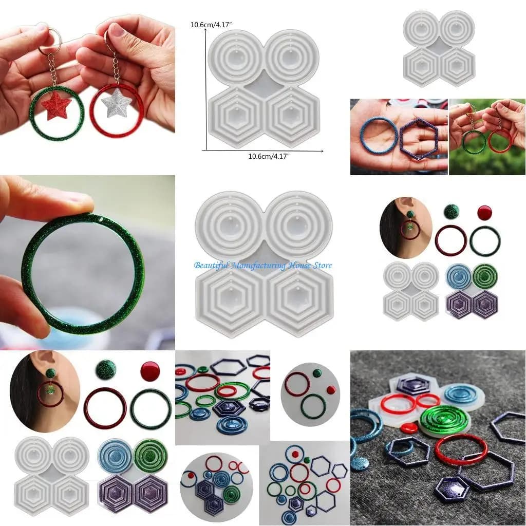 E56A Orecchini pendenti circolari geometrici Stampo Eardrops Stampo in silicone Ornamenti in resina
