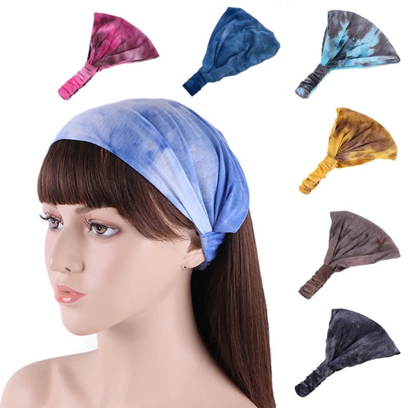 Fasce per capelli in cotone elasticizzato tie-dye, turbante, fasce per capelli da donna e ragazza, fasce per capelli vintage da spiaggia e sportive