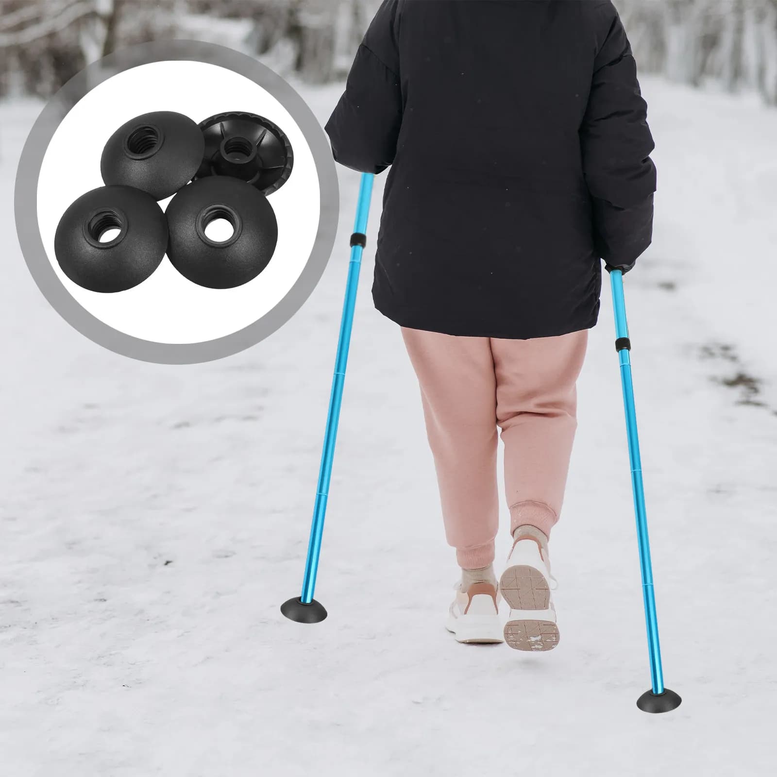 4 Pieces Rubber Towels for Trekking and Hiking Sticks, Stopper for Aluminum Alloy Sticks