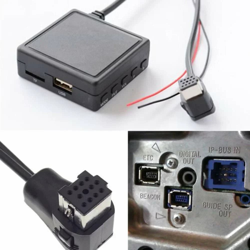 Per Pioneer Radio IP-BUS P99 P01 Adattatore per musica stereo USB AUX per auto con porta microfono Cavo adattatore audio per microfono Bluetooth 5.0