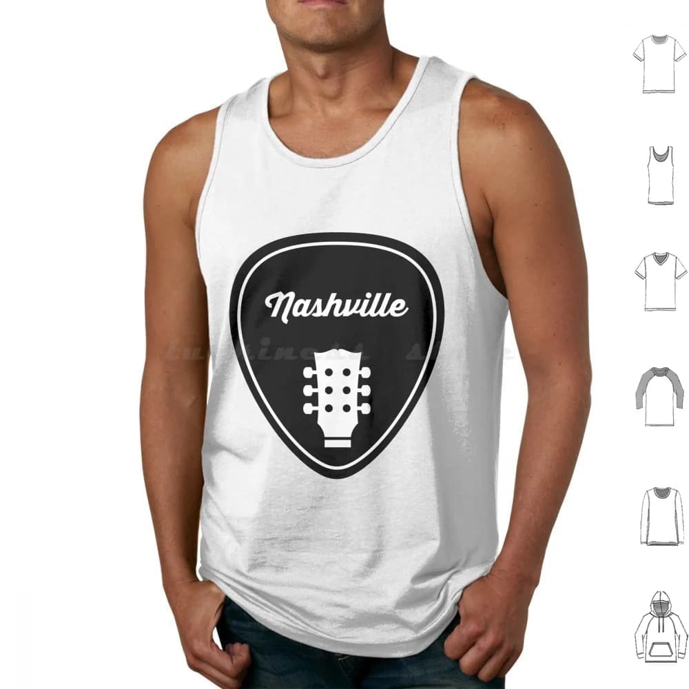 Nashville-Music City-Guitar Tank Tops Vest Sleeveless Nash Nashville Pick Guitar Guitar Pick Tri Star Star Music Music City