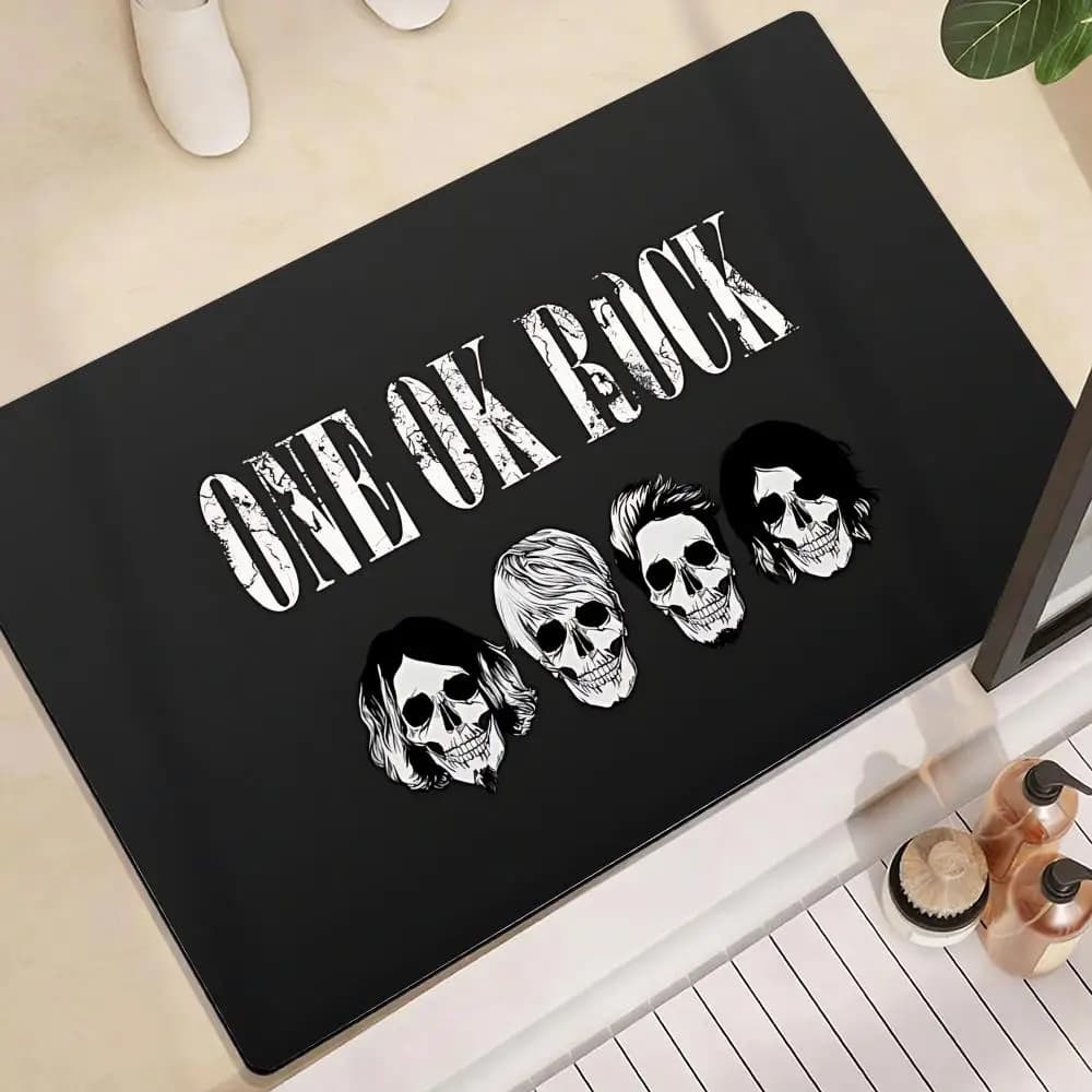 Tappetino Antiscivolo ad Asciugatura Rapida in Diatomite con Motivo della Band Rock Giapponese O-One Ok Rock per Bagno, Cucina e Ingresso
