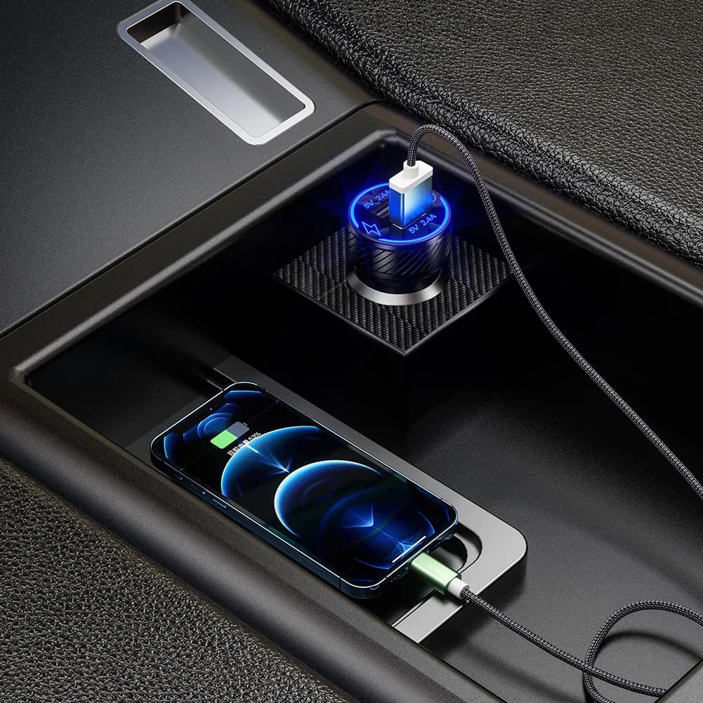 Caricabatterie USB Doppio per Auto con Interruttore Touch 4.8A, Presa di Ricarica USB Doppia per Telefoni Cellulari Huawei Xiaomi Pad