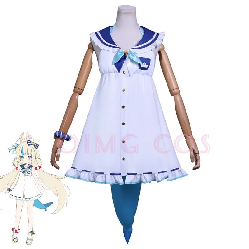 Costume Cosplay VTuber Gawr Gura Saba per Adulti, Uniforme per Carnevale, Costume per Feste di Halloween, Travestimento per Donne