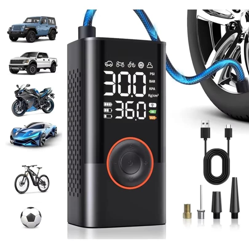 150PSI Air Pump Tire Inflator Portable Air Compressor with Digital Pressure Gauge for Car Bike Motorcycle Ball