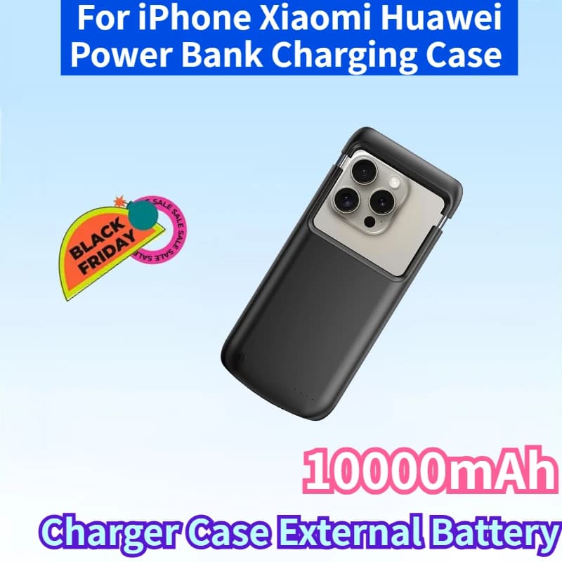 Nuovissima custodia caricabatterie universale da 10000mAh, batteria esterna per iPhone/Xiaomi/Huawei, power bank con ricarica rapida.