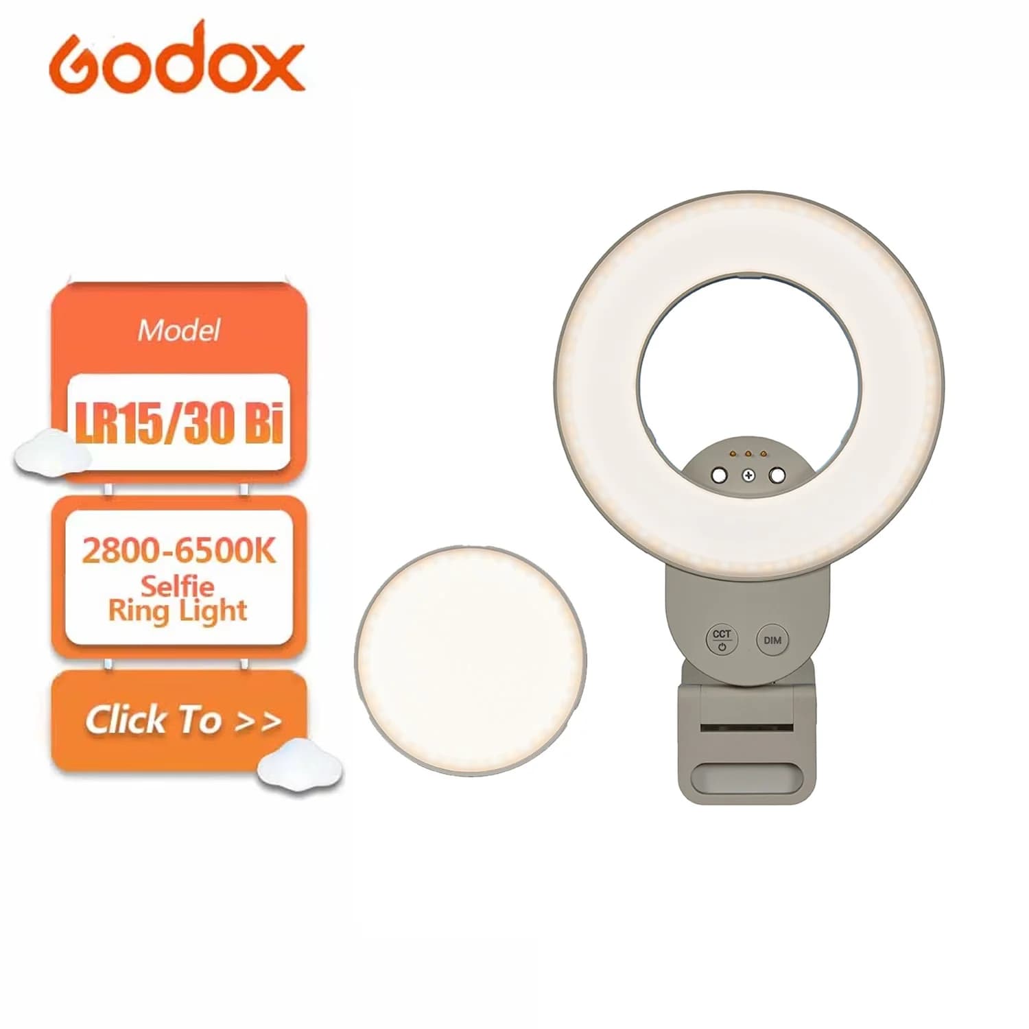 Godox LR15Bi LR30Bi Litemons Luce ad Anello LED Bicolore 2800K-6500K per Selfie e Fotografia, Luce di Riempimento CRI 97 TLCI 98