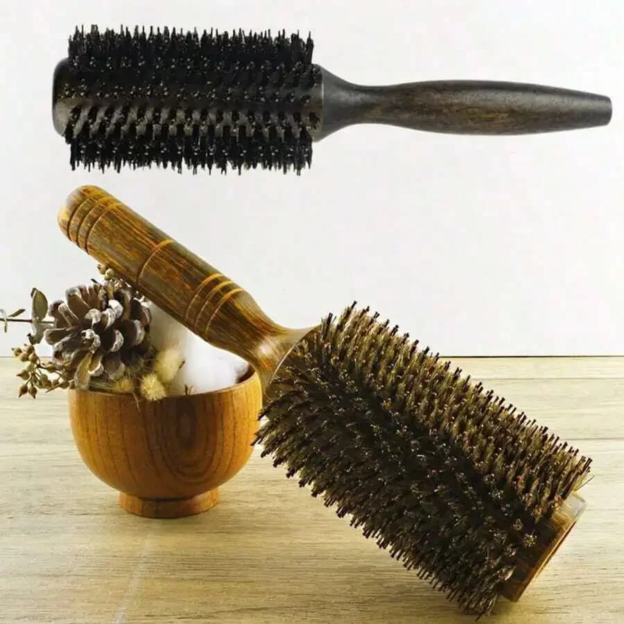 Spazzola per capelli oversize in legno con setole di cinghiale per lo styling e la stiratura dei capelli delle donne
