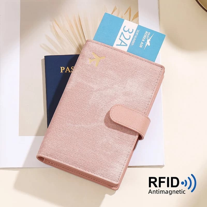 Borsa Porta Passaporto da Viaggio Portatile Antifurto, Porta Carte Blu, Portafoglio Multifunzionale dal Design Semplice, Porta Documenti per Giovani