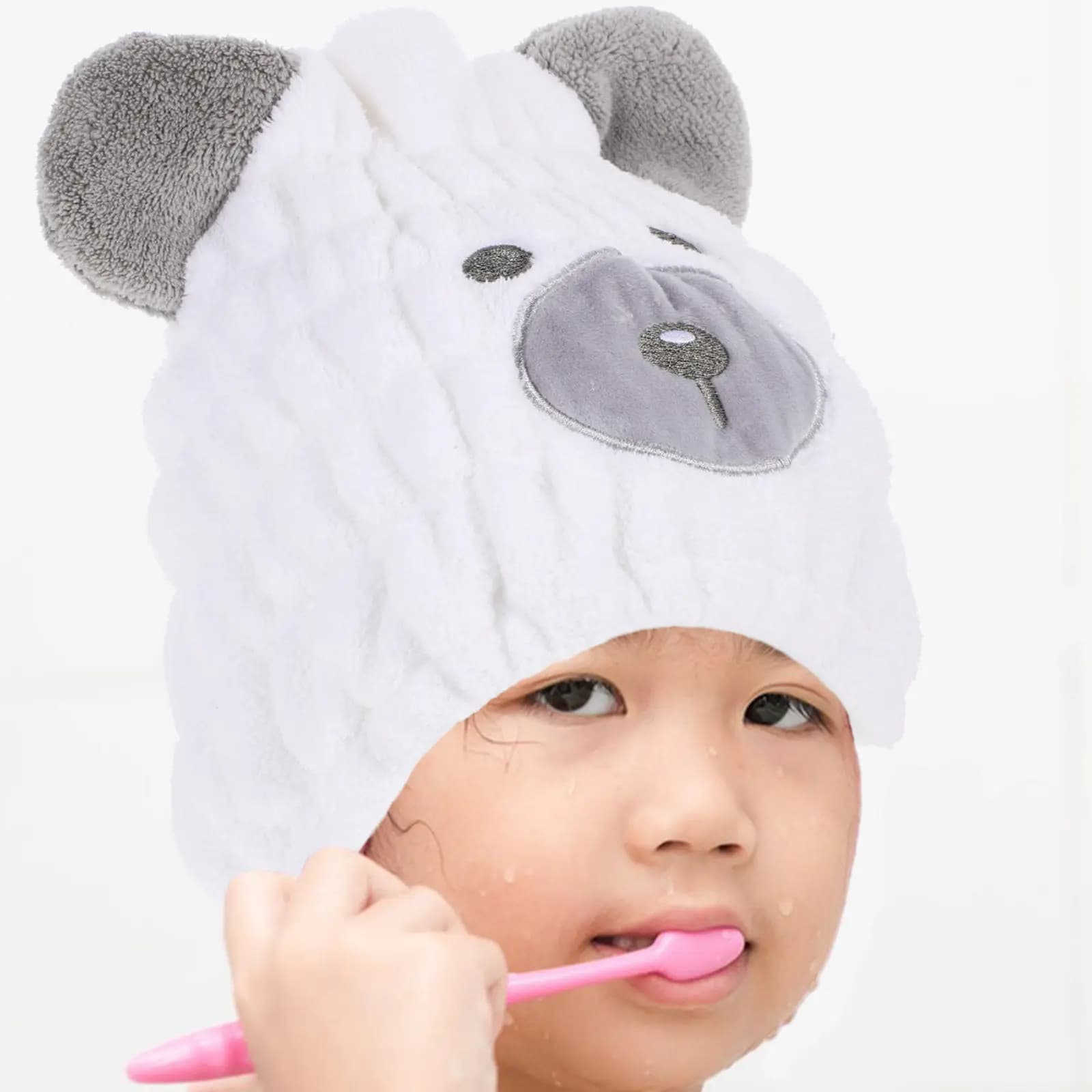 Asciugamano Avvolgente per Capelli per Bambini, Carino e Assorbente, Asciugatura Rapida, Morbido e Confortevole per Uso Domestico e in Viaggio