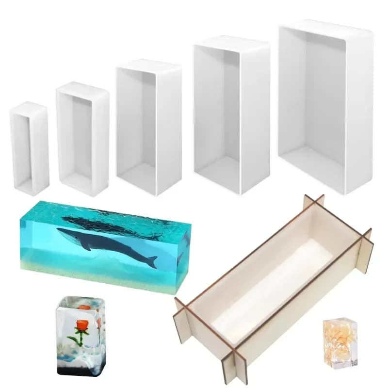 Stampo in Silicone per Resina Epossidica 3D a Forma di Cuboide Rettangolare, Stampo per Colate Profonde con Supporto in Legno per Esemplari di Insetti e Decorazioni Nuziali