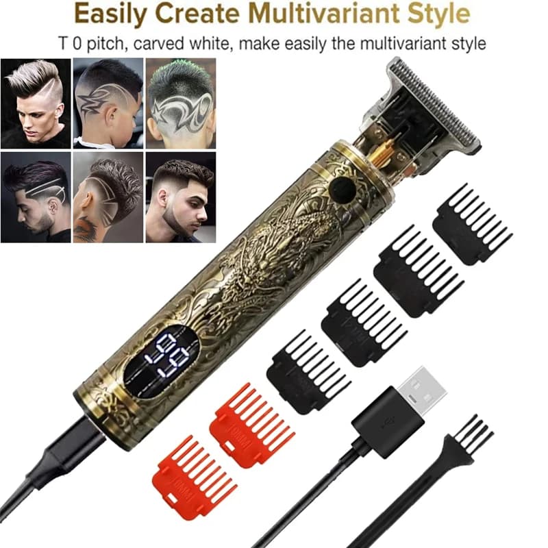Men's Vintage T9 Electric Haircuts For Shaving Tools Professional Cutout Machine for Barber Haircutting with USB Charging