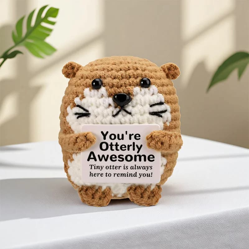 Divertente Bambola Kawaii all'Uncinetto per il Supporto Emotivo e l'Ispirazione Positiva, Decorazione per la Casa e la Stanza, Ornamento da Scrivania Fatto a Mano