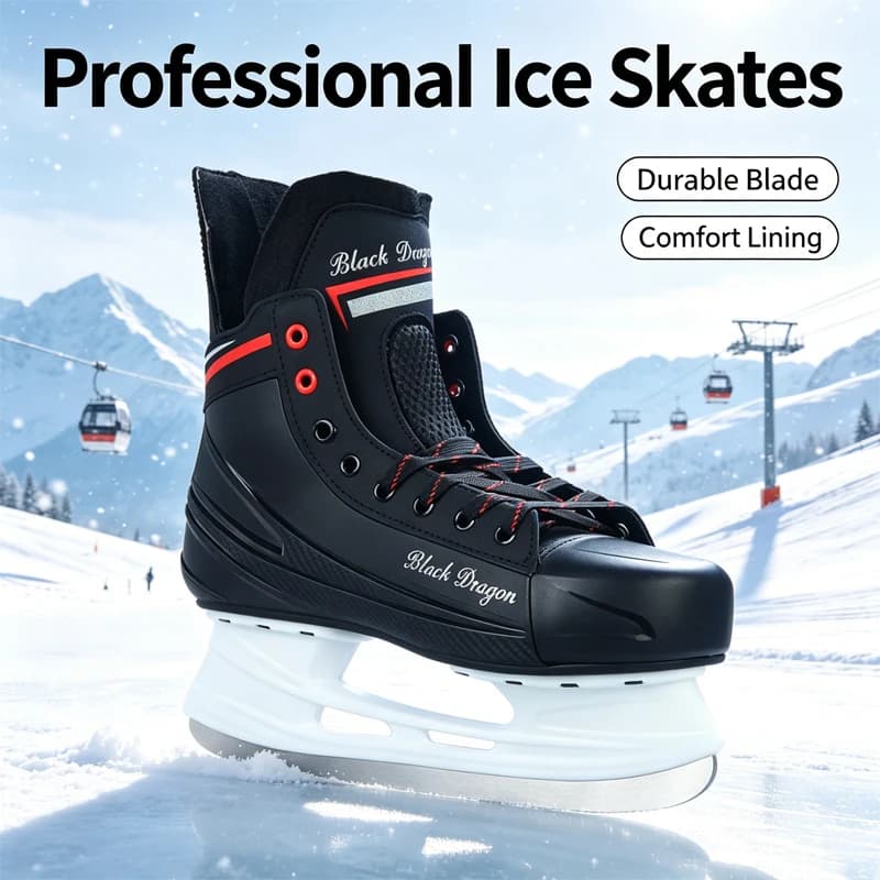 Black Dragon Ice Skating Shoes for Adults Teenager Winter Outdoor Ice Figure Skates Shoes Thicken Roller Skate Ice Skating Shoes
