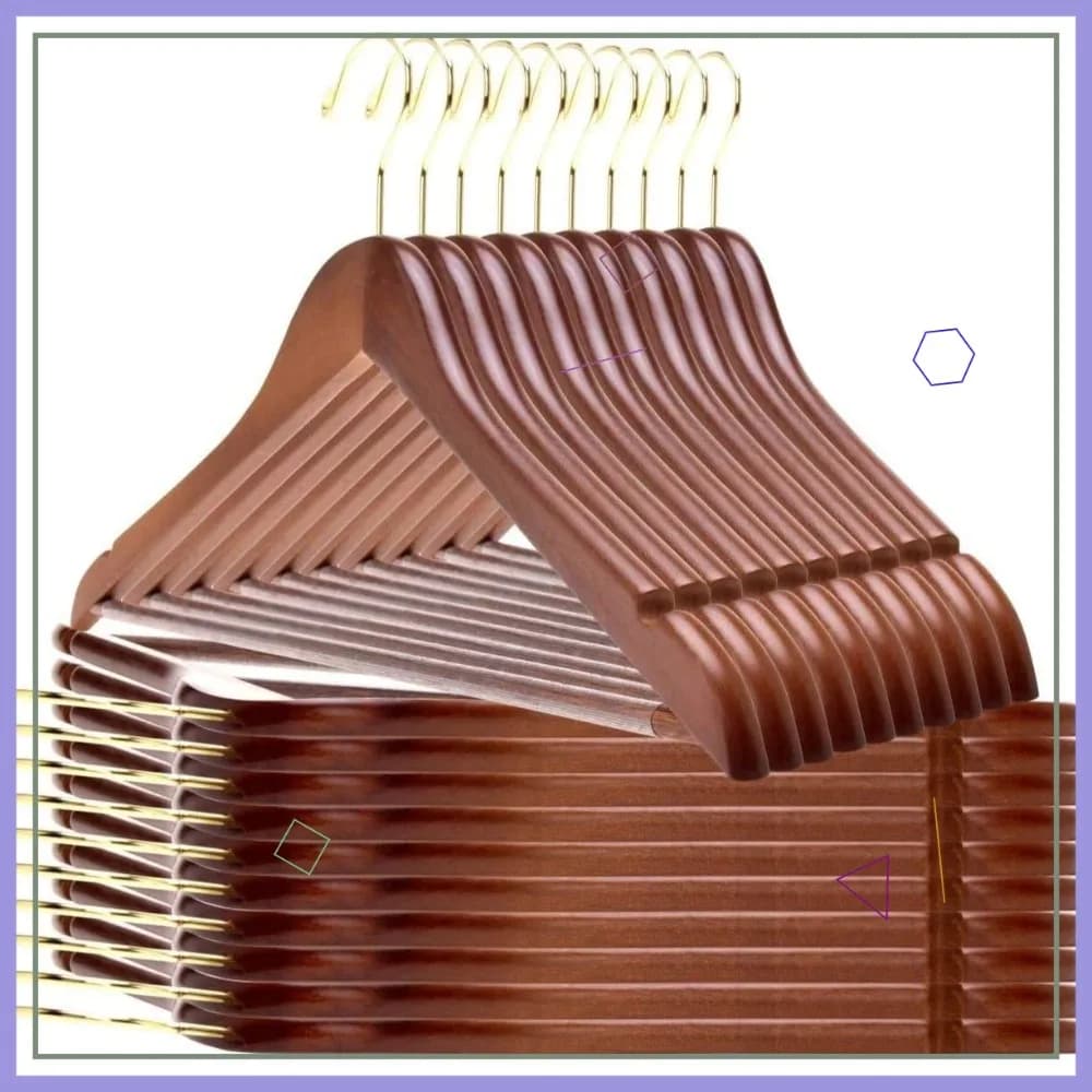 Legs in Solid Wood Slightly Curved with Chromed Hooks - Package of 30 Pieces Resistent for Clothes, Jackets, Shirts, Pants, Pants