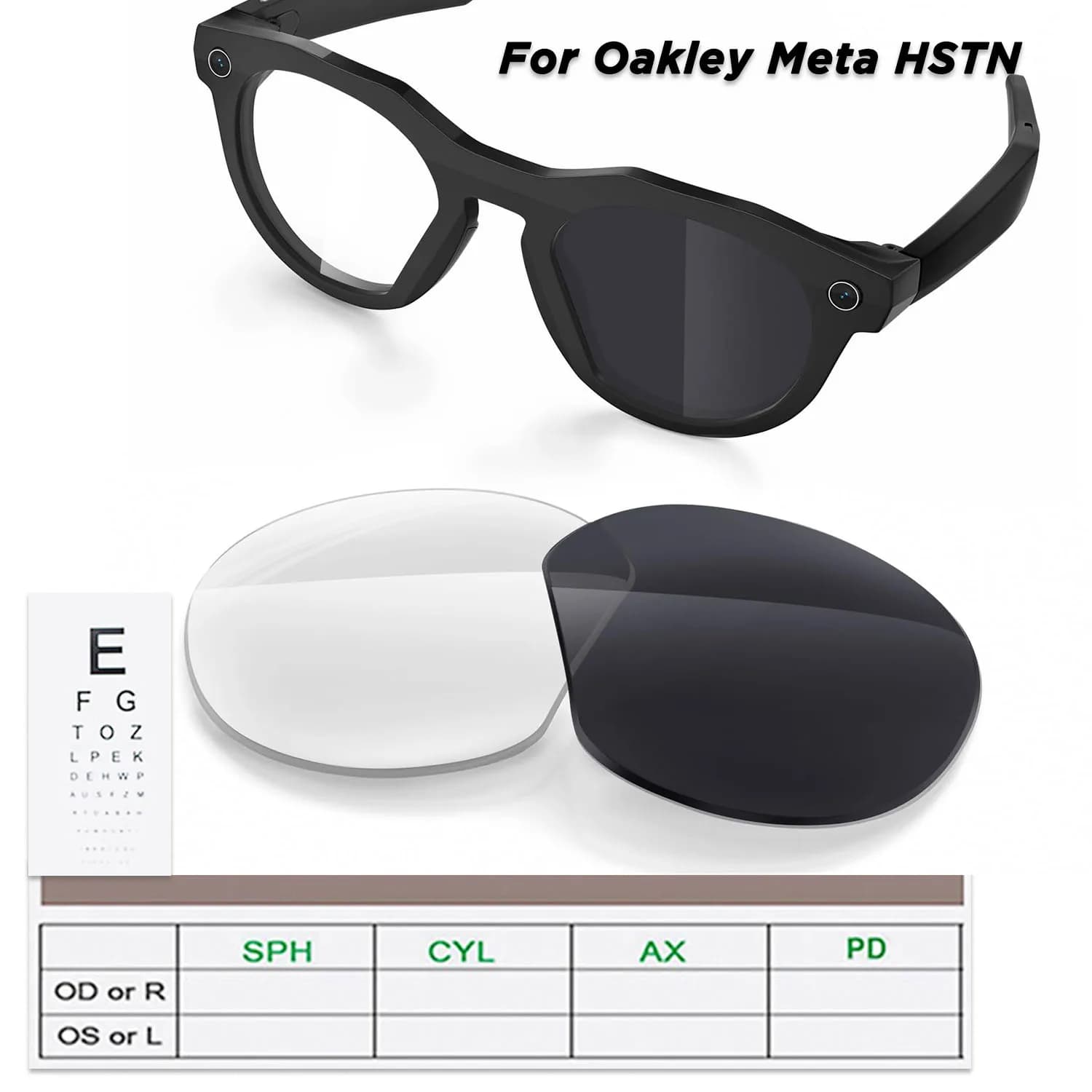For Oakley Meta HSTN OW8002 Lens Replacement Myopia Anti-blue Photochromic Custom Prescription Lenses Smart Glasses Accessories