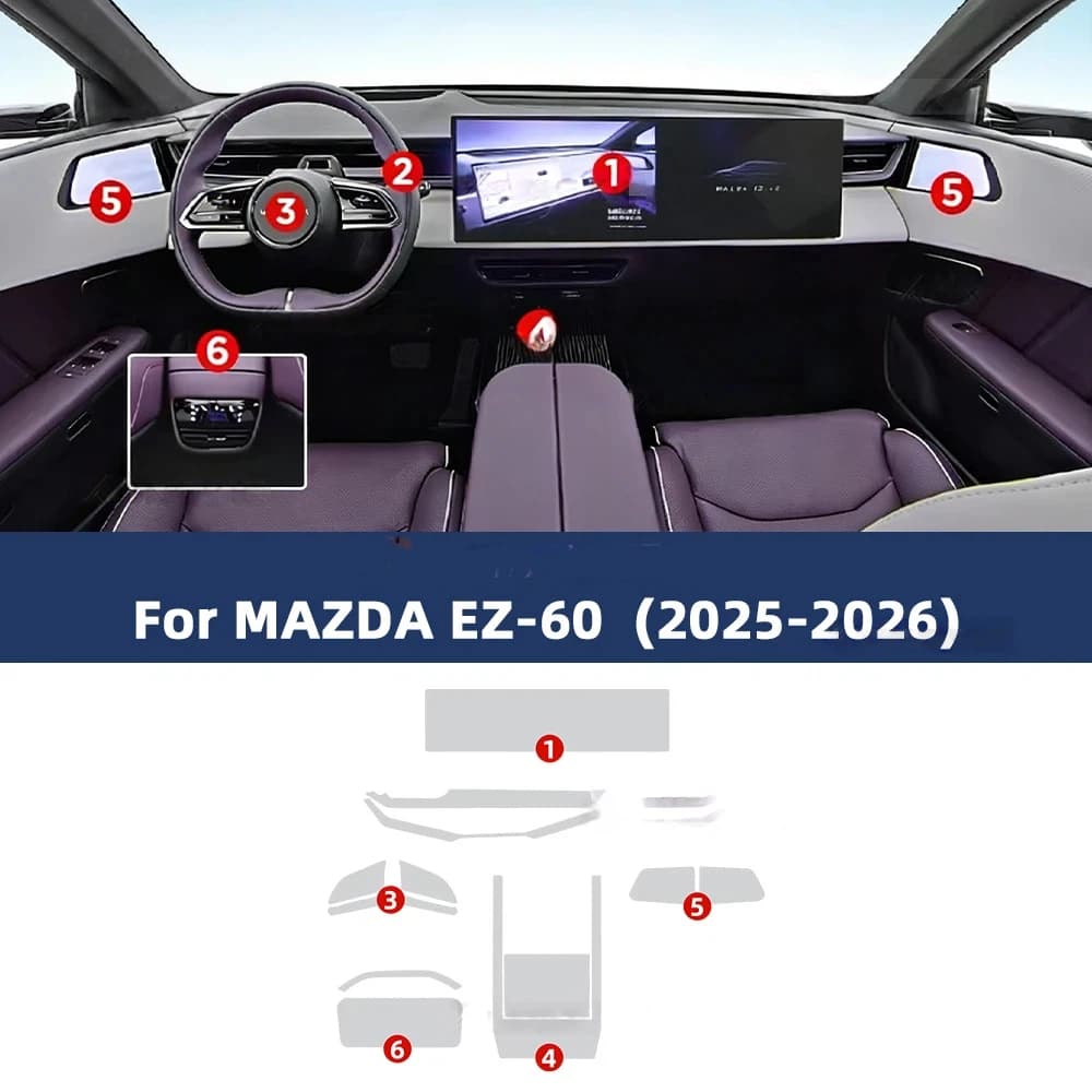 Pellicola Protettiva PPF per MAZDA EZ-60 2025 2026, Accessori Auto, Interni in TPU, Pannello di Navigazione GPS, Console Centrale Trasparente