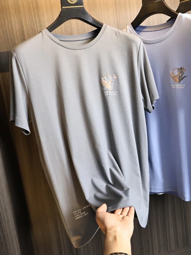 Soft Comfortable Men's T-Shirt Summer Fashion Urban Style round Neck Short Sleeve Letter Print Versatile Breathable Skin-frie...