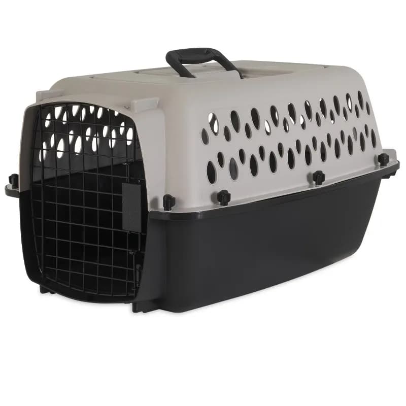 Vibrant Life Kennel portatile per cani, trasportino da viaggio rigido, resistente, con porta in metallo, nero e grigio, per animali domestici fino a 15 libbre, 23 pollici di lunghezza x 15,2 pollici di larghezza x 11,8 pollici di altezza