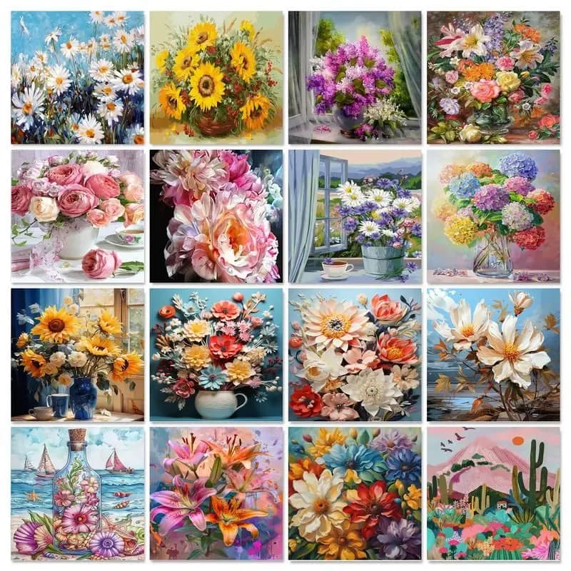 GATYZTORY DIY HandPainted Oil Painting 60x75cm Paint By Numbers For Adults Kits Flowers Picture Paint Home Decoration Diy Gift
