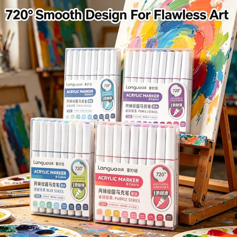 Set of Acrylic Pencils Languo Colors Black/White/Gold/Silver for Fa-da-Te Graffiti, Drawing and Writing