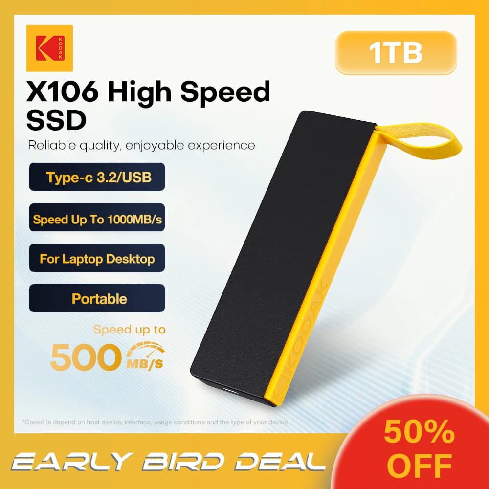 Kodak X106 SSD portatile 2TB 1TB USB 3.2 Tipo C Disco rigido esterno 512GB 256GB Unità a stato solido per PS4 Laptop MacBook PC