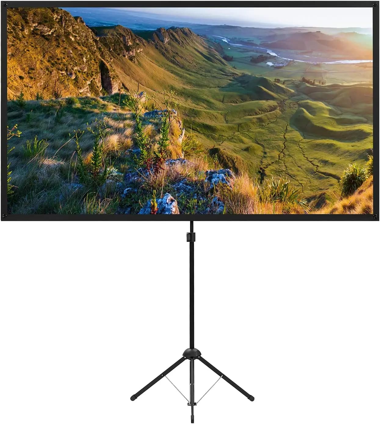 Schermo per Proiettore da 100 Pollici con Supporto, Schermo Portatile 16:9 con Treppiede per Cinema all'Aperto, Facile da Montare, Leggero
