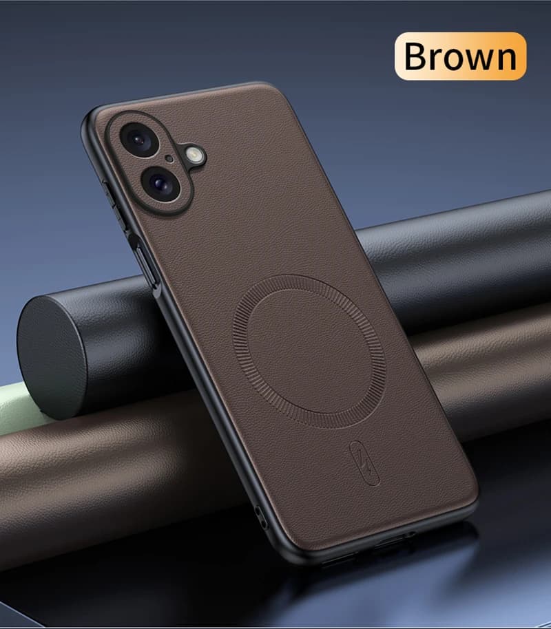 Per Iphone 17 Custodia protettiva in pelle magnetica per Iphone 17 Anti-impronte antiscivolo PC + TPU