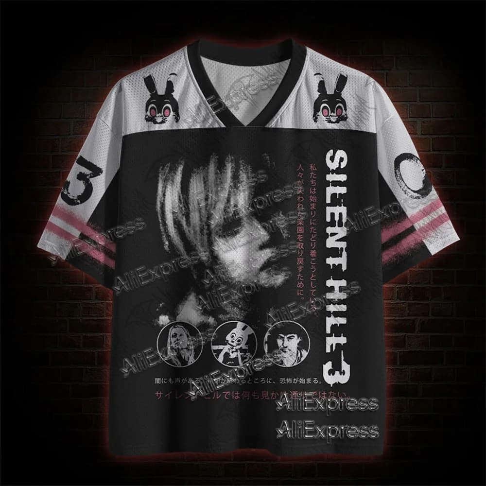 T-shirt Traspirante con Scollo a V per Adulti e Bambini, Serie Horror, Abbigliamento Sportivo in Rete ad Asciugatura Rapida, Moda Streetwear