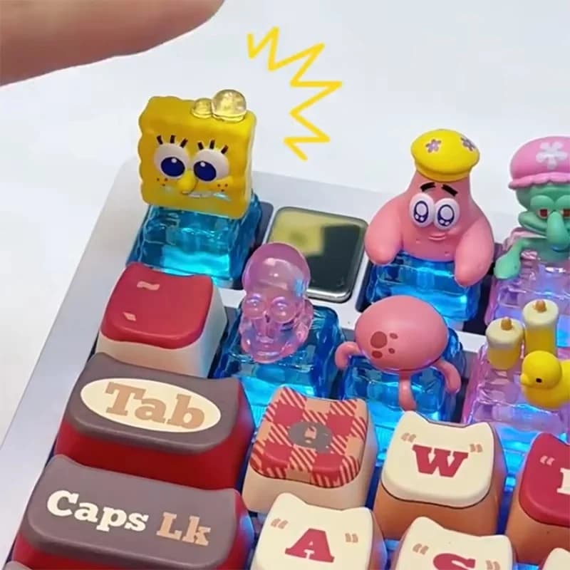 SpongeBob SquarePants Keyboard Keycap Official Merchandise Movie Mr. Krabs Squidward Figurine Blind Box Guwan Flagship Store 3D
