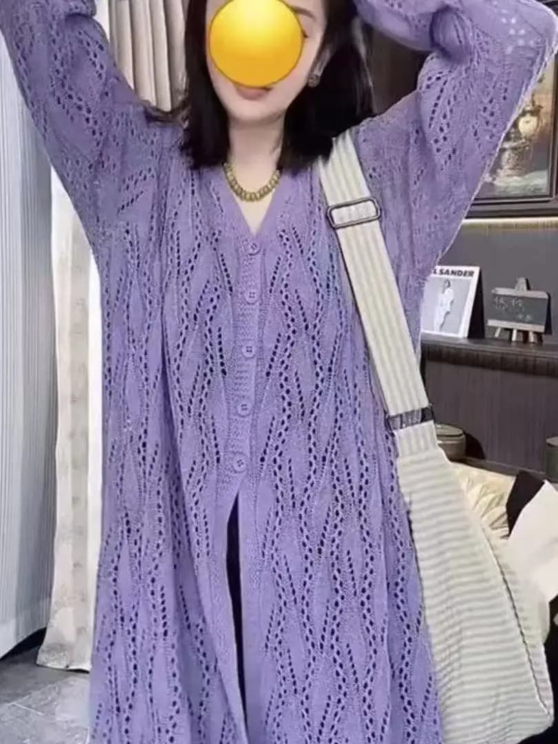 Women's Short Knitted Linen Cardigan V-Neck Sleeveless Air Conditioning Shirt Long Sleeve Bell Sleeve Sun Protection Casual S...