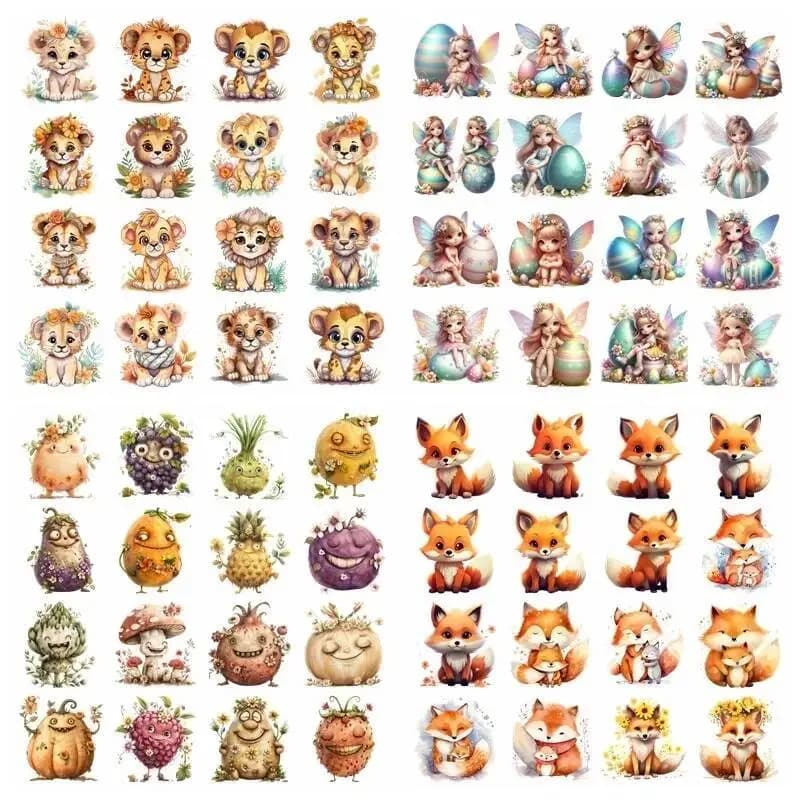 14CM Lion Fox Fruit heat transfer iron on printing vinyl stickers T-shirt stickers DIY Toy doll clothing decoration