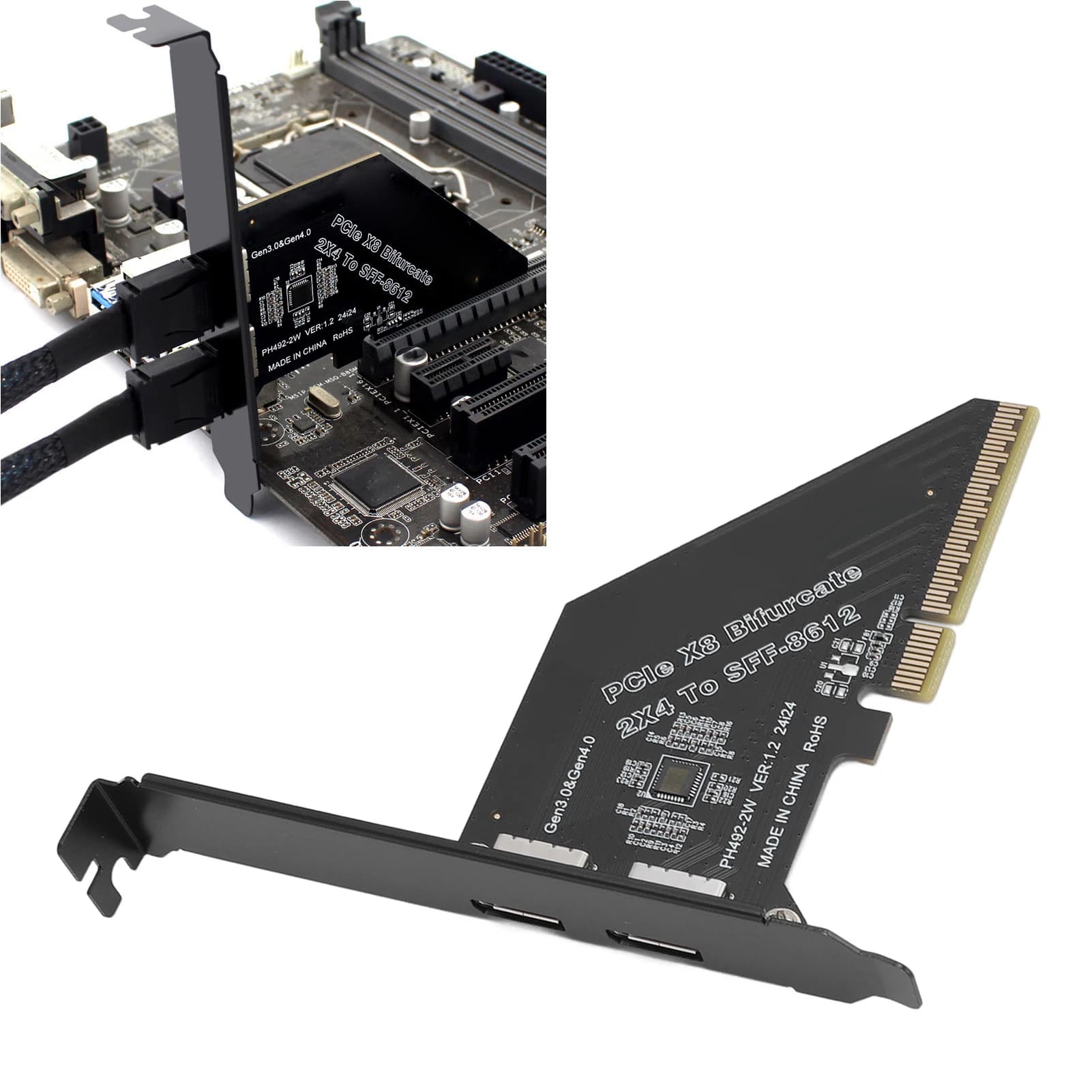 Scheda adattatore PCIe 4.0 X8 a Oculink Trasferimento dati ad alta velocità 128 GT/s SFF 8612 Scheda grafica esterna sicura per GPU SSD NVMe