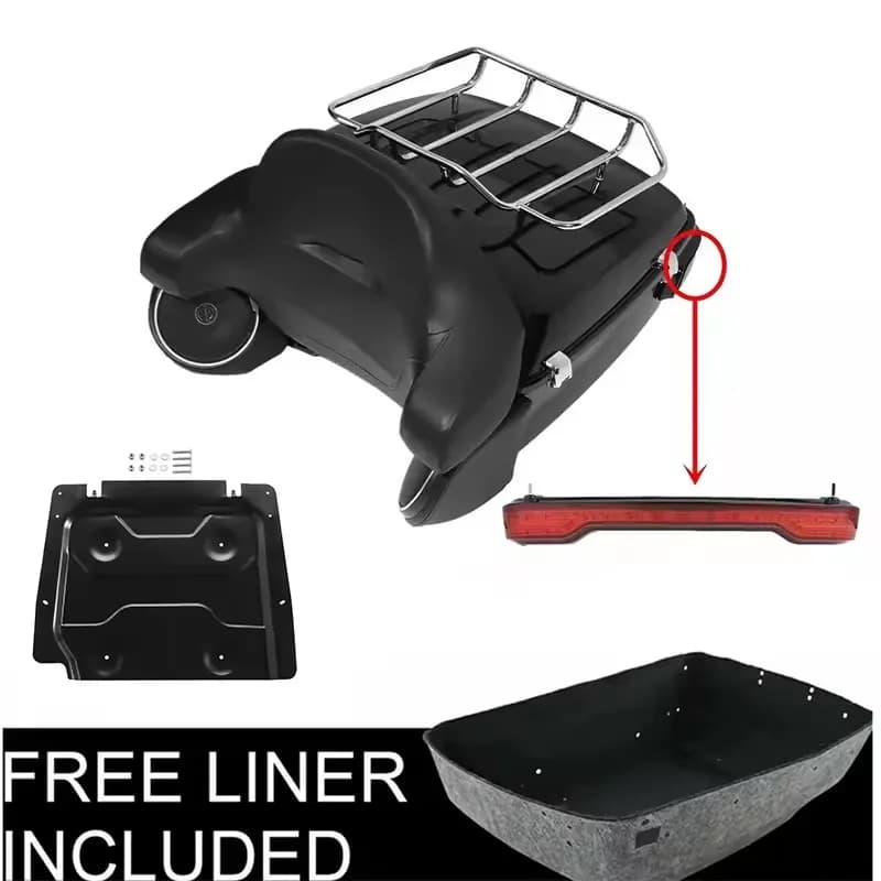 Motorcycle King Trunk Backrest Rack Light Speakers For Harley Touring Road Glide Electra Glide 2014-2025