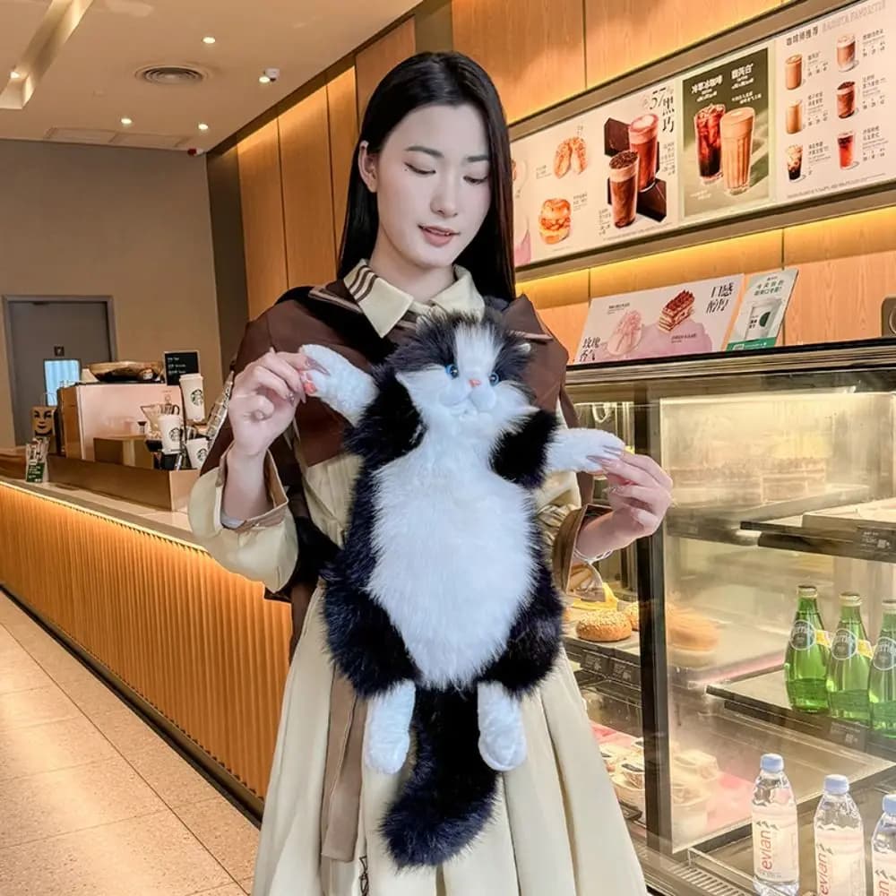 Zaino a Forma di Gatto a Pelo Lungo Super Realistico, Zaino da Donna Carino con Tracolla Rimovibile per Viaggi e Stoccaggio