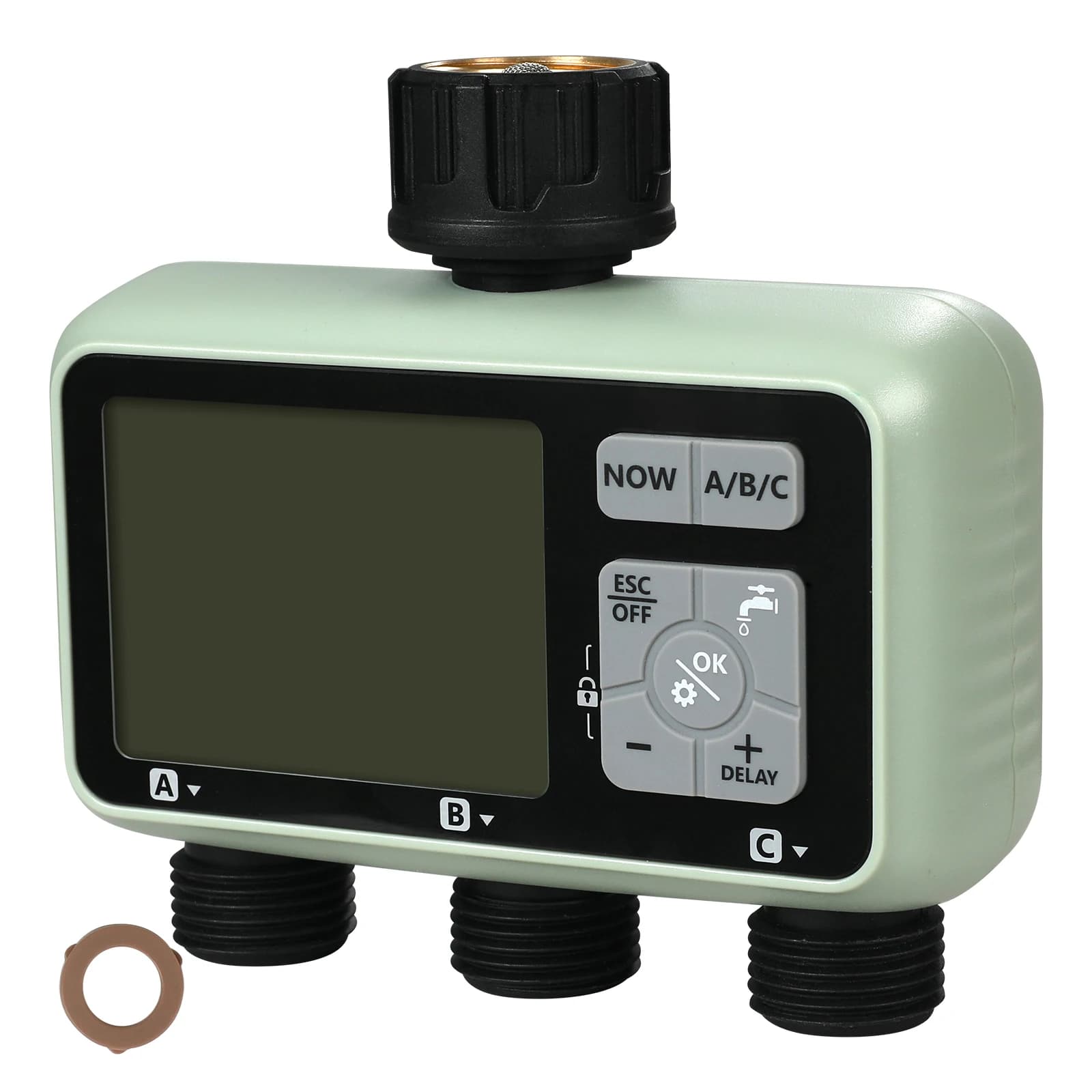 SucceBuy Timer for Water Flexible Pipe 3 Outputs 3 Independent Irrigation Zones LCD Display Rain Lag Mode Manual Mode Irrigation Timer