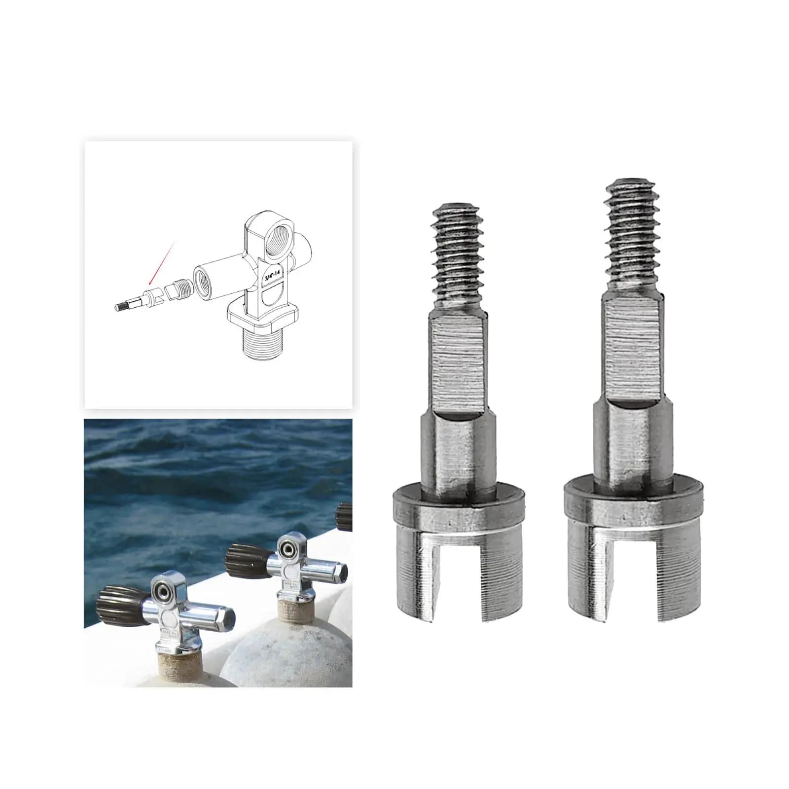 Diving Cylinder Valve Stainless Steel Wear Resistant Scuba Air Cylinder Part for Snorkeling and Mini Diving Tank