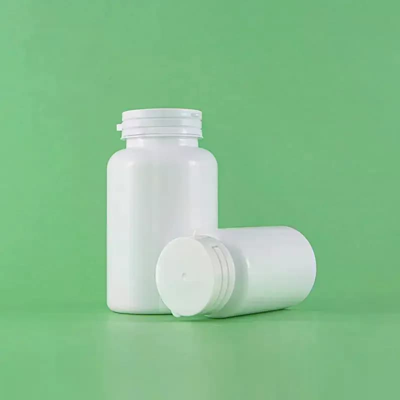 Flacone Vuoto in Plastica da 100/250ml con Tappo a Strappo e Anello di Apertura, Contenitore per Integratori e Pillole