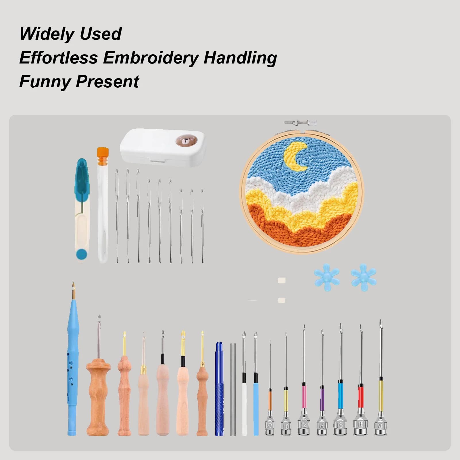 Punch Needle Kit For Beginners Complete Set For Needle Punching Comfortable To Grip Handmade Craft Punching Needling Tool For