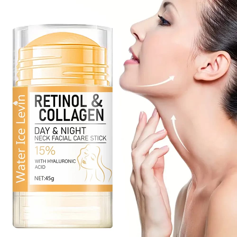 Stick per la Cura del Viso e del Collo con Retinolo e Collagene Idratazione giorno e notte. Booster con 15% di Acido Ialuronico. Umidificatore Portatile Multiuso 45g