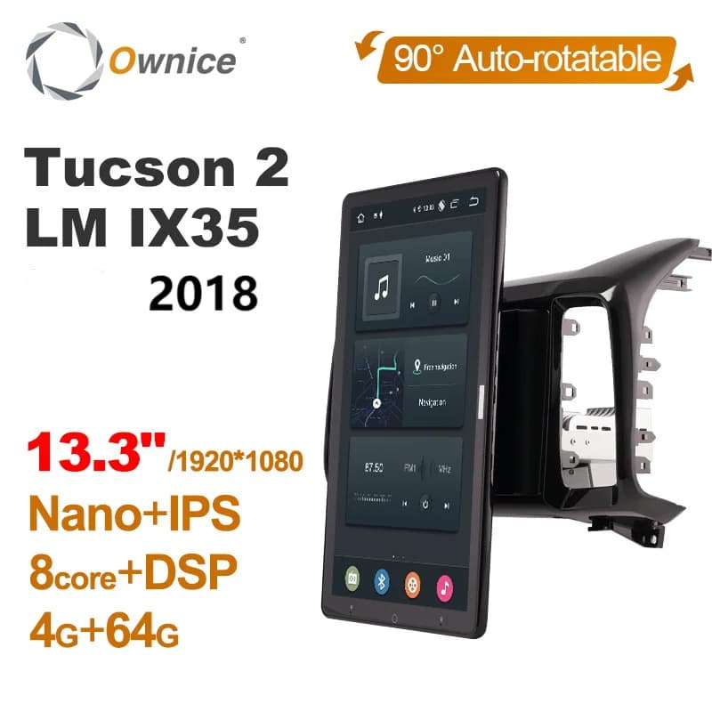Autoradio TS10 Android 12.0 Ownice con schermo da 13.3 pollici, senza lettore DVD, supporto 4G LTE, DSP Nano, risoluzione 1920*1080 per Hyundai Tucson 2 LM IX35 2018