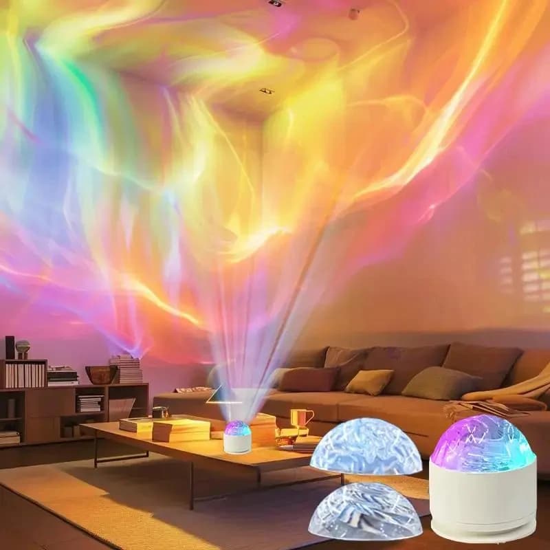 Proiettore Aurora USB 2-in-1 con Telecomando, Lampada di Proiezione RGB, Illuminazione LED Creativa per Camera da Letto, Feste, Casa e Ufficio