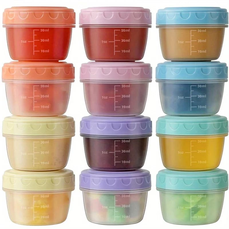 6/12PCS Contenitori per condimenti per insalata da 2 once con coperchi Tazze per salsa sicure per microonde a tenuta stagna per scatola di pranzo Picnic Preparazione dei pasti Cucina Stor