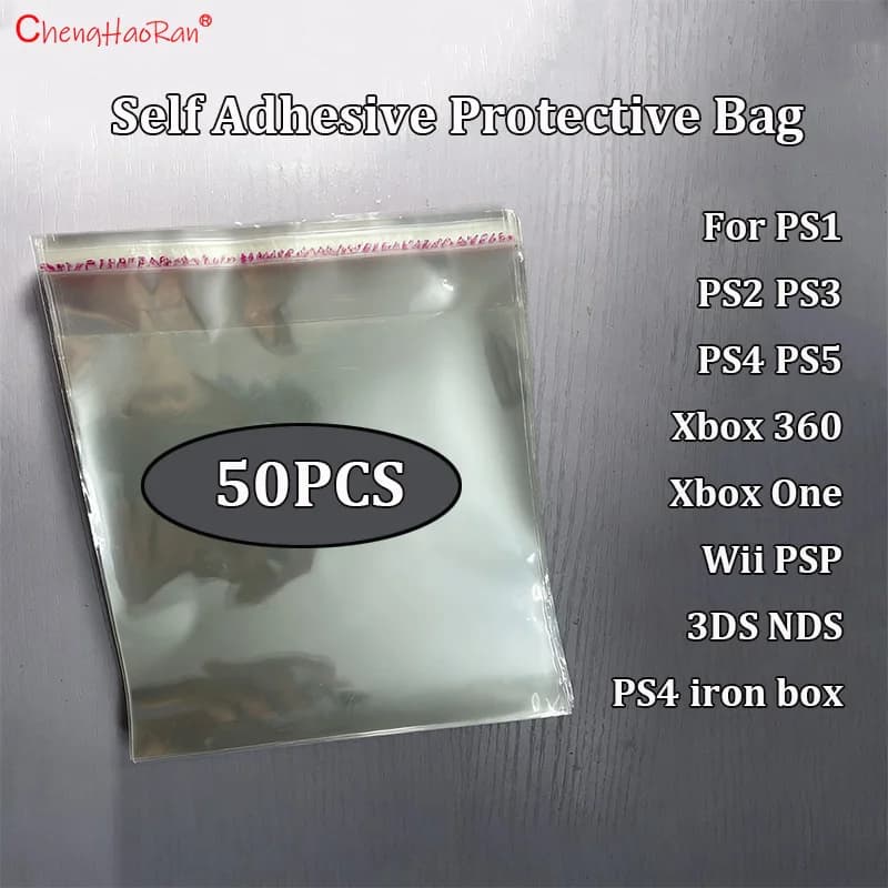 50PCS For PS1 2 3 NS NS2 Box PS4 Iron Box PS5 Box PSP PSV Xboxone Wii Box Dustproof Moisture Proof Self Adhesive ProtectiveBag