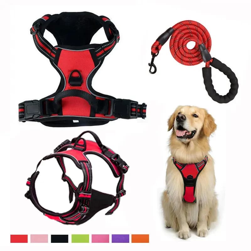 Nylon Webbing Dog Chest Harness Vest Style Lining Soft Breathable Strap Handle Leash Suitable for Medium-sized and Large Dogs