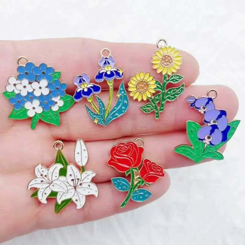 10pcs Plant Flower Bouquet Sunflower Carnation DIY Accessories Pendant Headwear Necklace Earrings